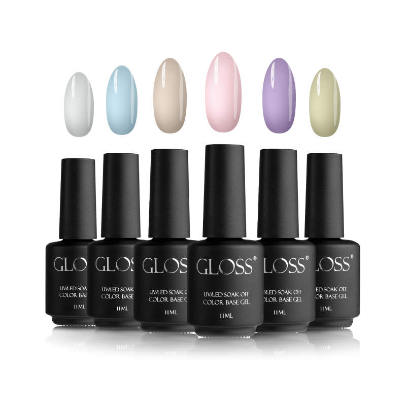 GLOSS Color base gel set "Pastel", 6 pcs